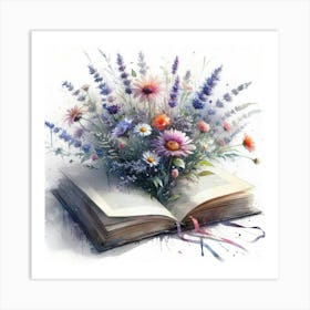 Open Book With Flowers 3 Art Print