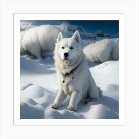 Huskies In The Snow Art Print