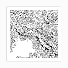 Doodles In Black And White Line Art 5 Art Print 3 1 Art Print