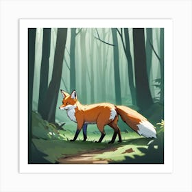 Fox In The Woods 11 Art Print