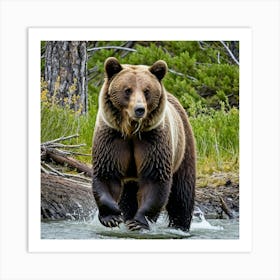 Brown Bear In Yellowstone National Park Art Print