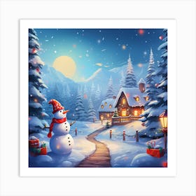 Snowman In The Snow 3 Art Print