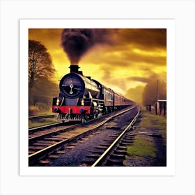 Transportation Railway Transport Rail Track Chemin De Fer Train Britain Signal Yellow Red (3) Art Print