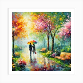 Couple In The Park 2 Art Print