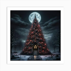 Christmas Tree At Night Art Print