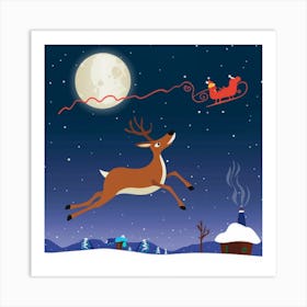 Santa Sleigh Art Print