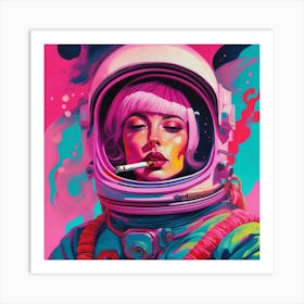 Astronaut lady smoking a blunt Art Print