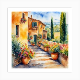 Watercolor Of Tuscany Art Print