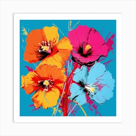 Andy Warhol Style Pop Art Flowers Veronica Flower 1 Square Art Print