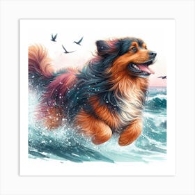 Dog In Motion, Dog Watercolour Art Print 1 Art Print