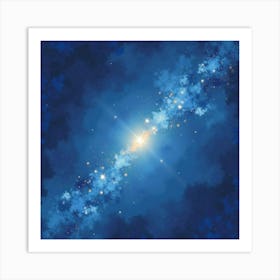 Celestial Watercolor Scene With Floating Star Clusters 1 Art Print