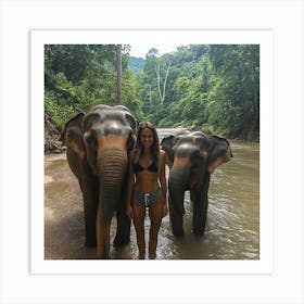 Elephants In Thailand Art Print