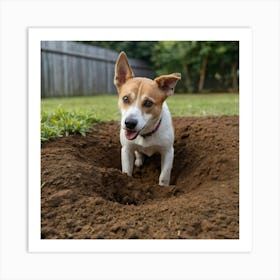 Dog In A Hole Art Print