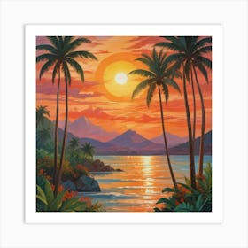 Sunset Palm Trees 8 Art Print