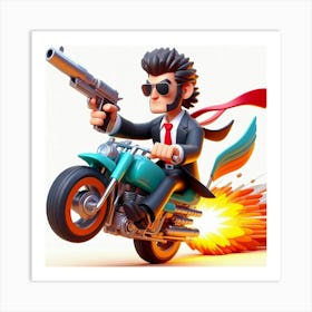 Man Riding A Motorcycle Art Print