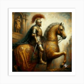 Golden Knight On A Golden Steed 4 Copy Art Print