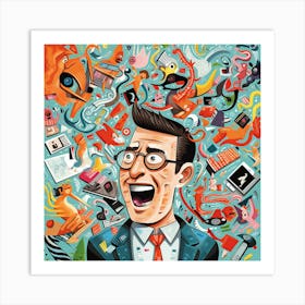 Illustration Of A Businessman Art Print