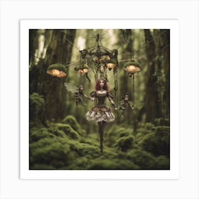 Steampunk Marionette Forrest Fairy Friends Art Print