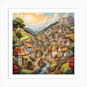 Village In The Valley Art Print