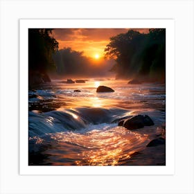 Sunrise Over The River Art Print