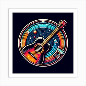 Space Guitar Vector Illustration Art Print