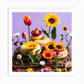 Donuts And Sunflowers Art Print