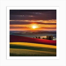 Sunset In The Countryside 50 Art Print