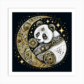 Panda Bear On The Moon Art Print