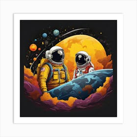 Astronauts In Space Art Print