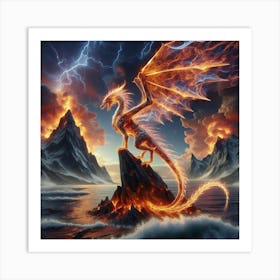 Transparent Fiery Dragon 1 Art Print