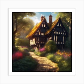 Moss Covered Tudor House in Summer Art Print