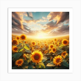 Sunflowers In The Field 1 Art Print