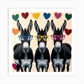 Donkeys With Glasses 4 Art Print