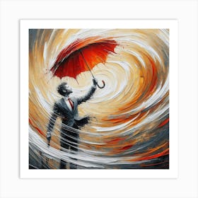 Man With Umbrella Art Print