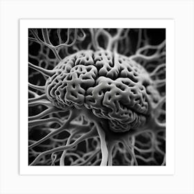 Brain In Black And White Art Print