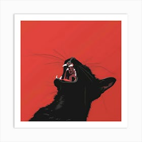 Black Cat Roaring 1 Art Print