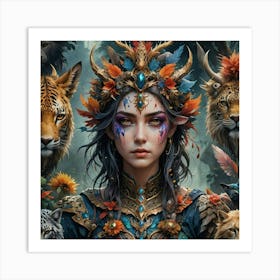 Woman In A Forest Art Print