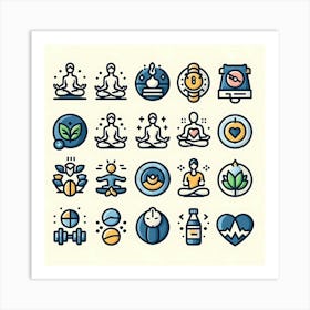 Yoga Icon Set Art Print