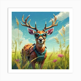 Deer In The Grass 1 Art Print