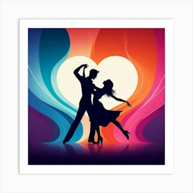 Couple Dancing In A Heart Art Print