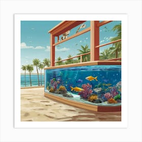 Default Aquarium With Coral Fishsome Shark Fishes View From Th 3 (1) Art Print