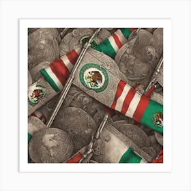 Mexican Flags 10 Art Print