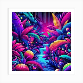 Psychedelic neon Jungle Art Print