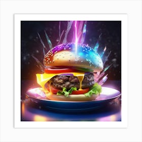 Burger With Lightning 1 Art Print