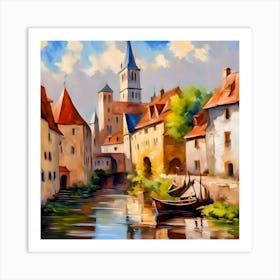 Riverside Town Art Print