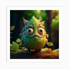 Firefly Photorealistic, Hyper Detailed, Funny, Creature, Leaves, Colorful, Whimsical, Vibrant, Natur (3) Art Print