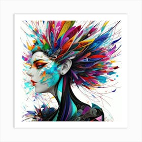 Aquarela Oil Paint Girl (5) Art Print