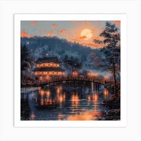 長閑な秋の夜、南木曽村 Peaceful Automn Evening In Nagiso Village (V) Art Print