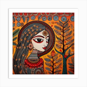 Indian Painting, Expressionism Painting, Acrylic On Canvas, Brown Color Art Print