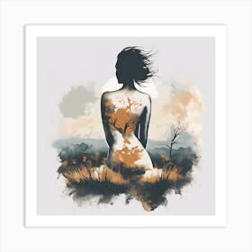 Woman In The Woods Art Print